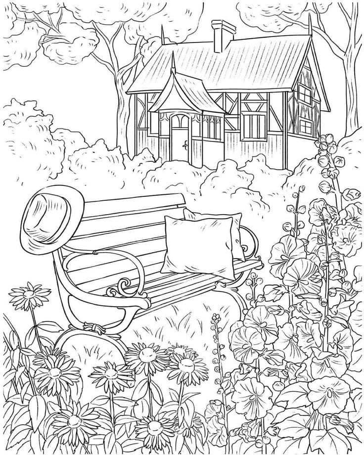 Coloriage Adulte Paysage basique facile