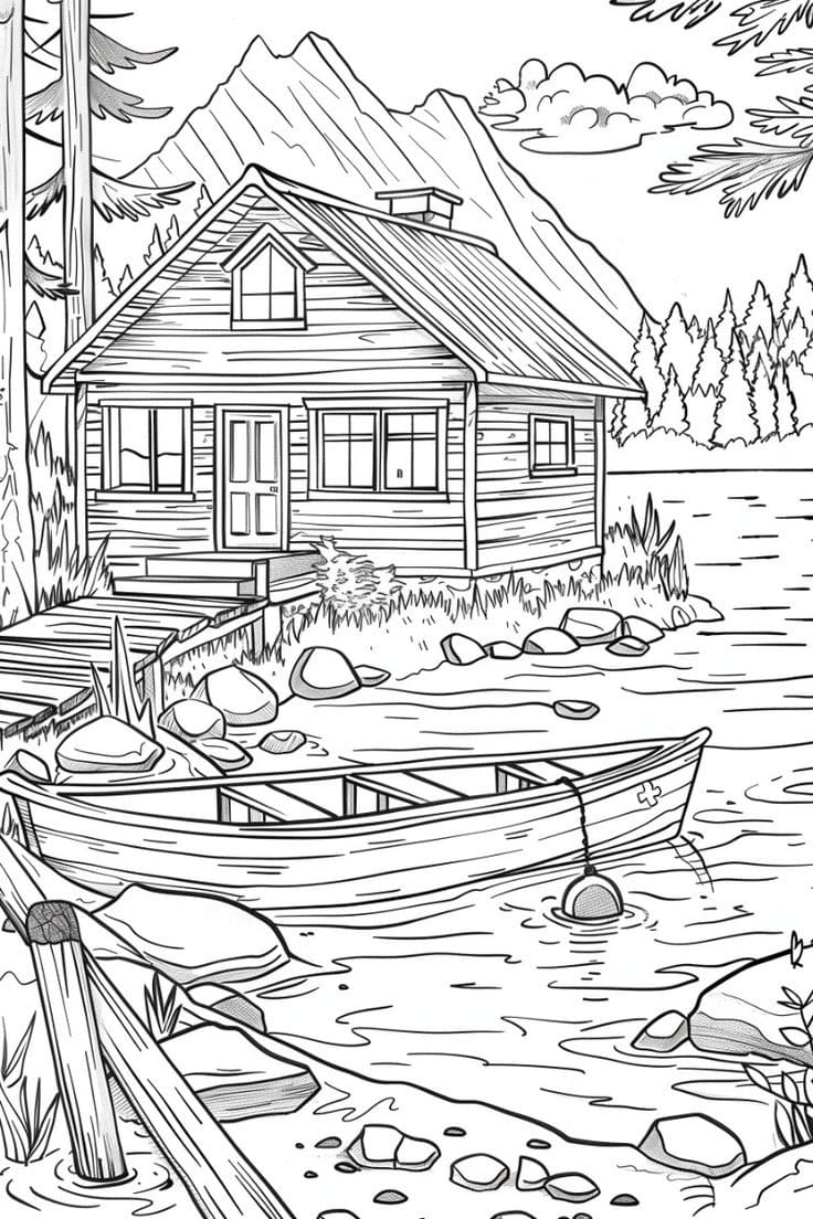 Coloriage Adulte Paysage imprimable gratuitement