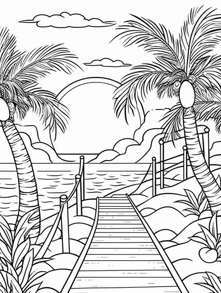 Coloriage Adulte Paysage magnifique