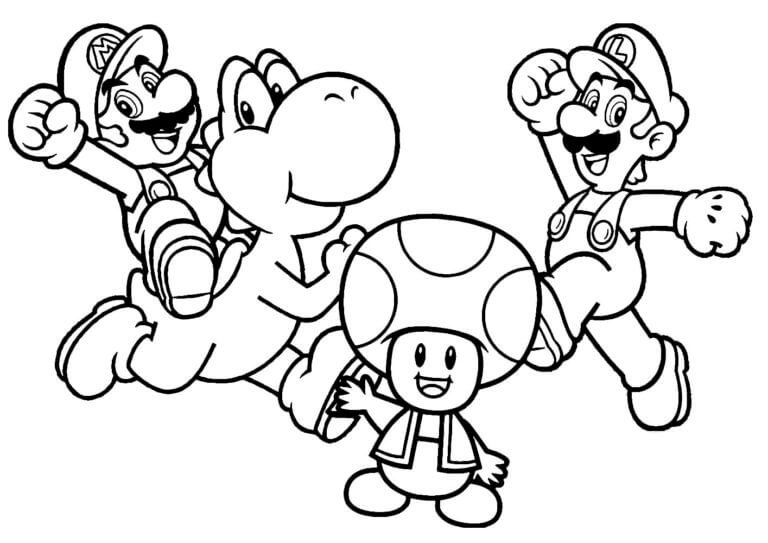 Coloriage Amusez vous avec Mario et Luigi entre amis