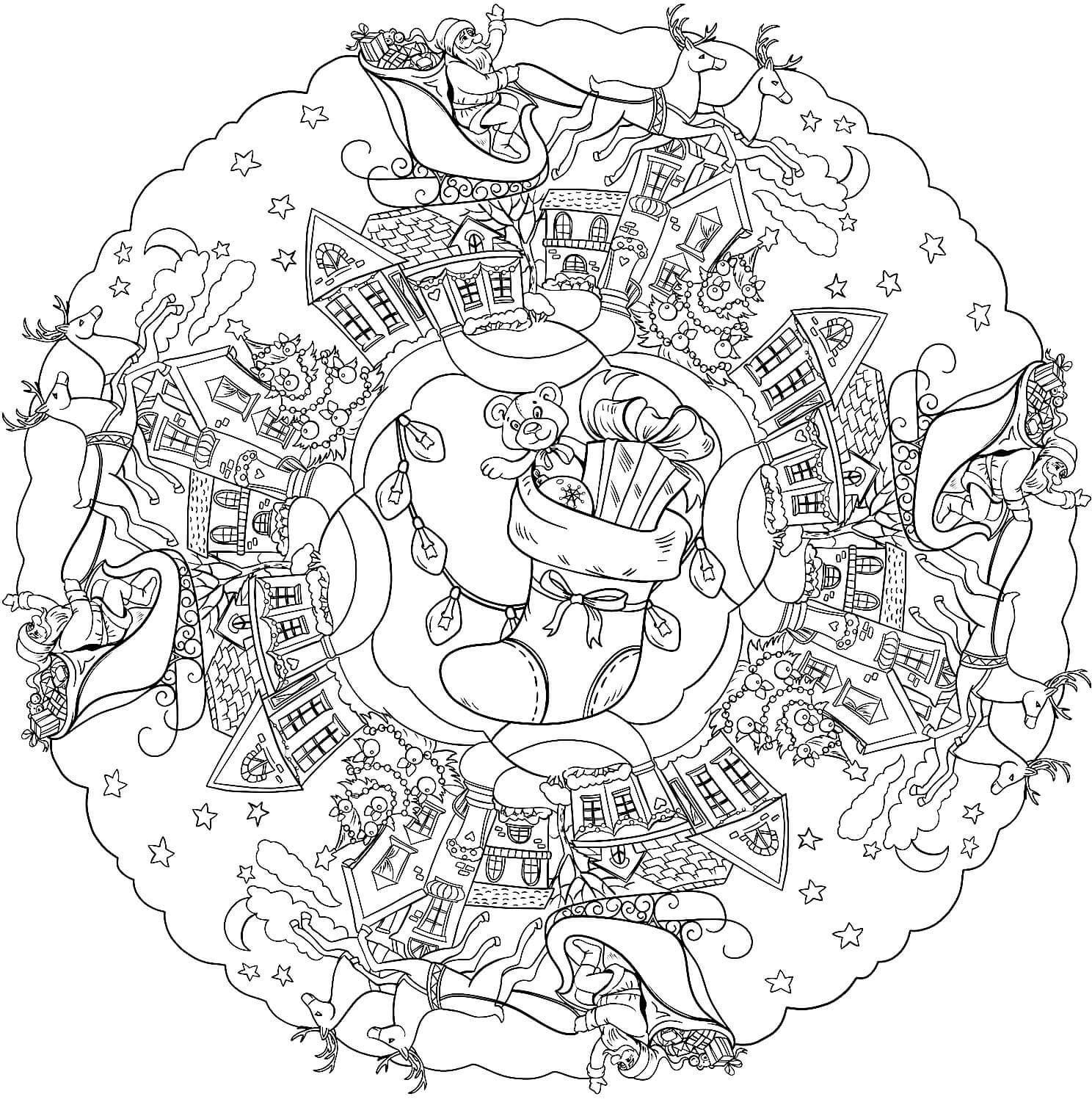 Coloriage Bas de Noël Mandala de Noël