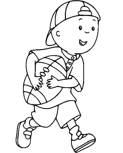 Coloriage Caillou joue au rugby