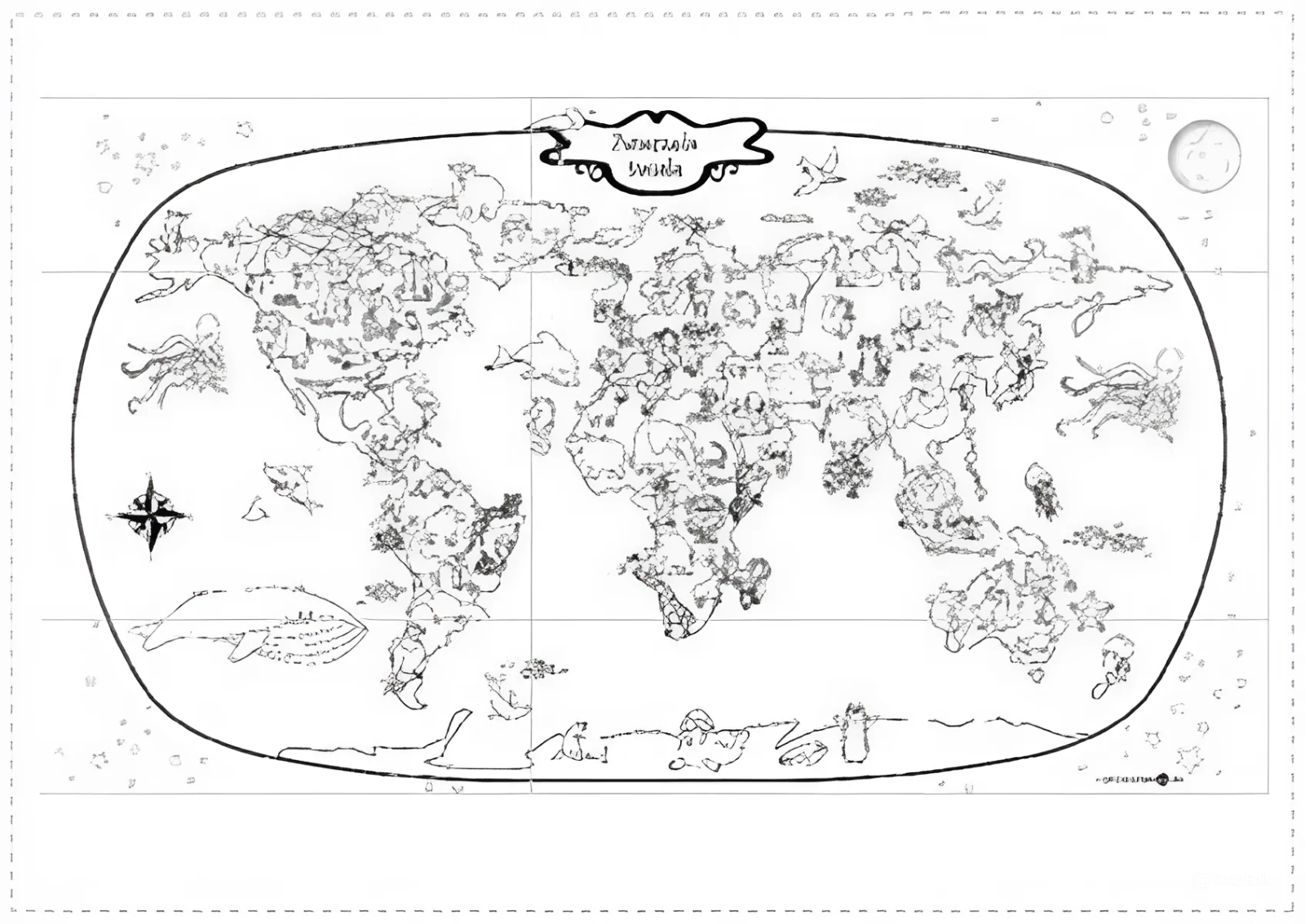 Coloriage Carte du monde de base