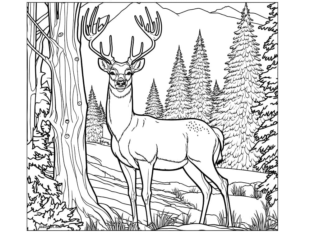 Coloriage Cerfs de la forêt