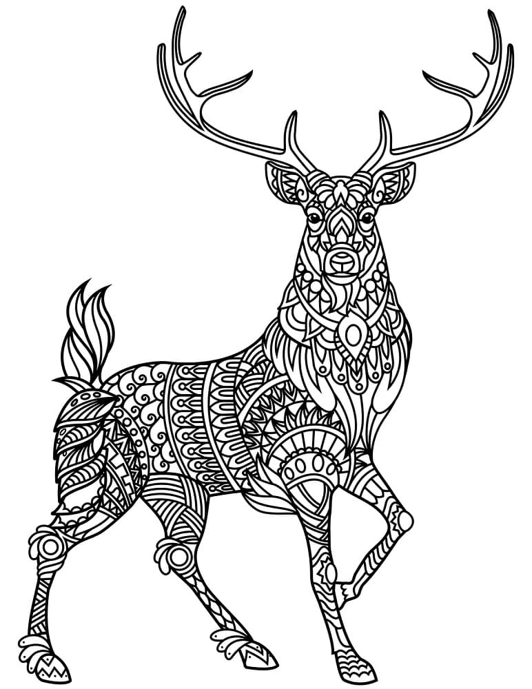 Coloriage Cerfs Zentangle