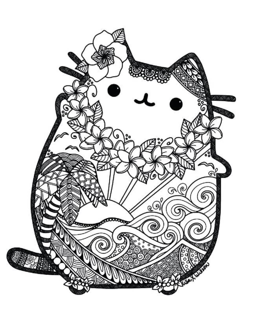 Coloriage Chat mignon Mandala