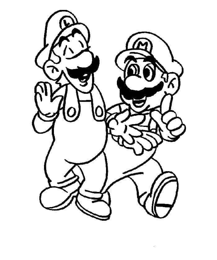 Coloriage Dessin de Mario et Luigi en promenade