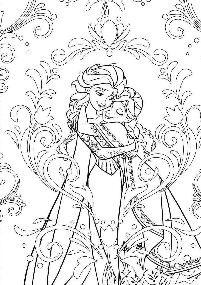 Coloriage Dessin frozen elsa anna princess à imprimer