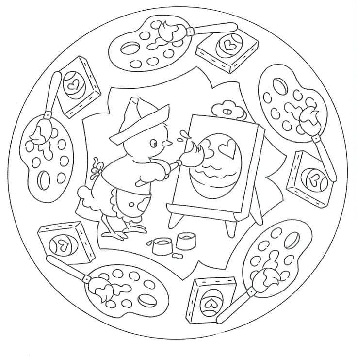 Coloriage Dessin gratuit du mandala de Pâques