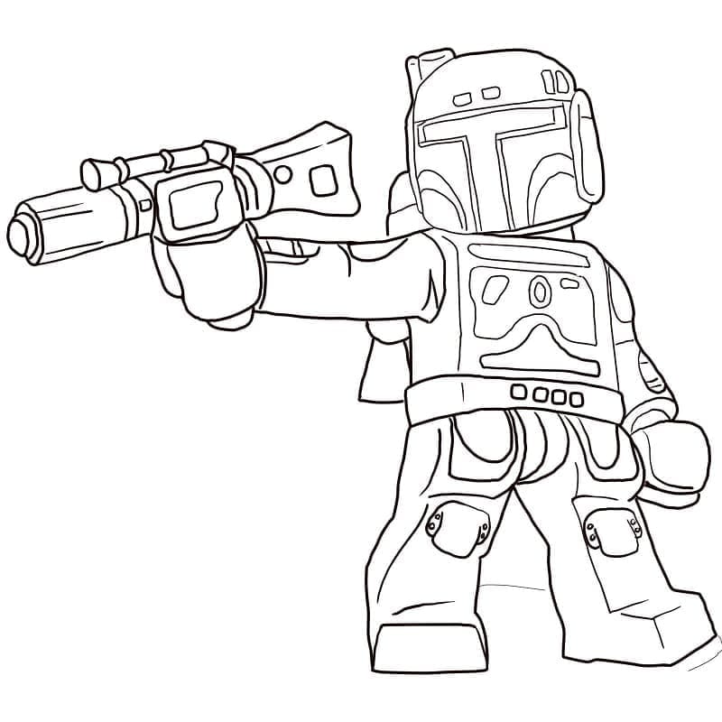 Coloriage Dessine Boba Fett en Lego Star Wars