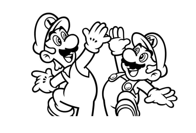 Coloriage Dessine de jolis Mario et Luigi