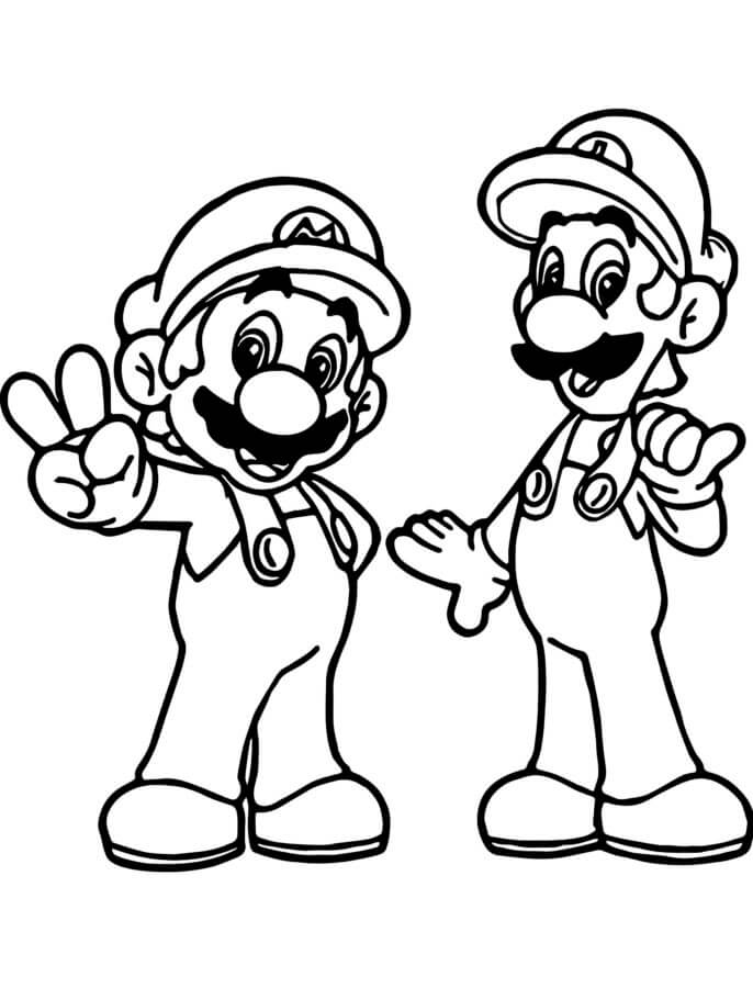 Coloriage Dessine de superbes Mario et Luigi