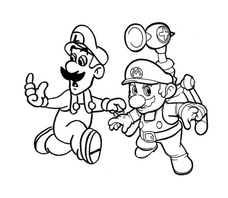 Coloriage Dessine des Mario et Luigi géniaux