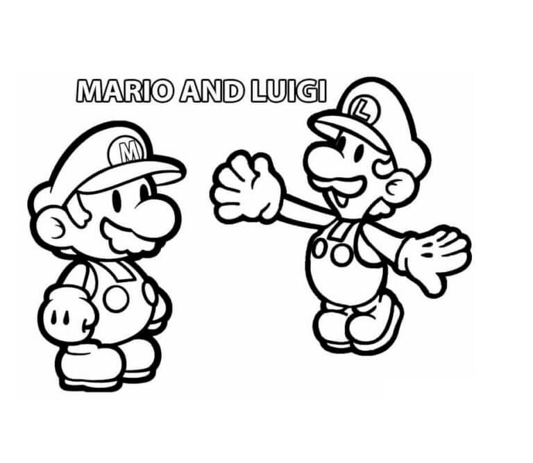 Coloriage Dessine le petit Mario et Luigi