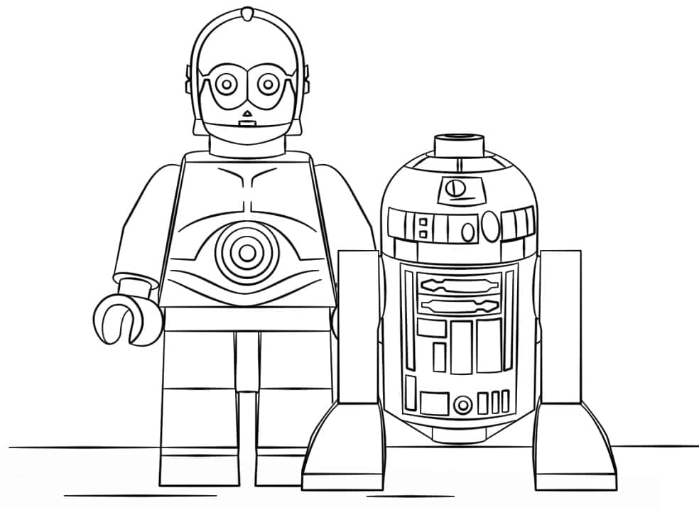 Coloriage Dessine Lego Star Wars C-3PO et R2-D2