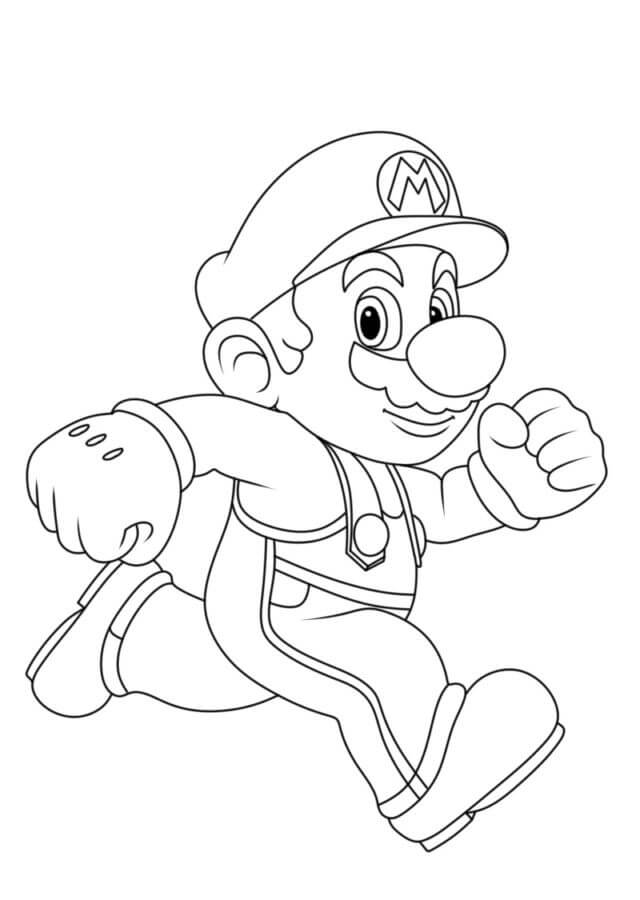 Coloriage Dessine Mario en train de courir