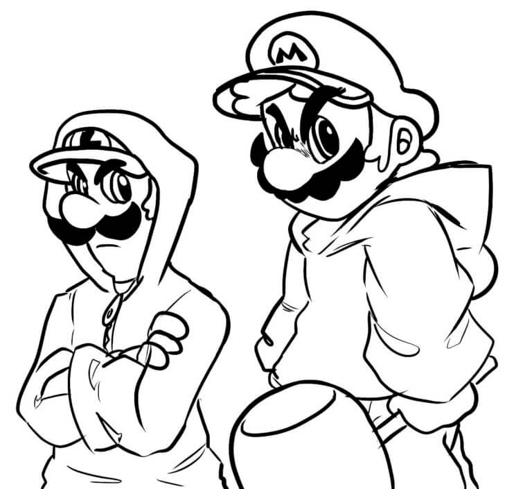 Coloriage Dessine Mario et Luigi attaquant Bowser