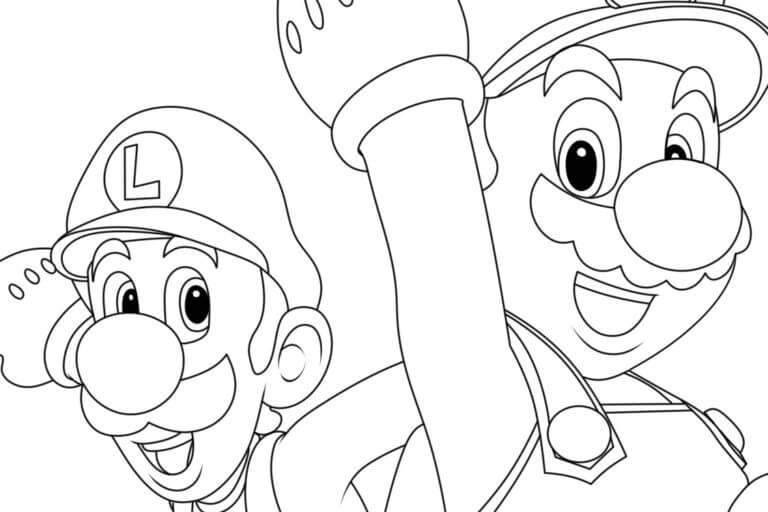 Coloriage Dessine Mario et Luigi heureux