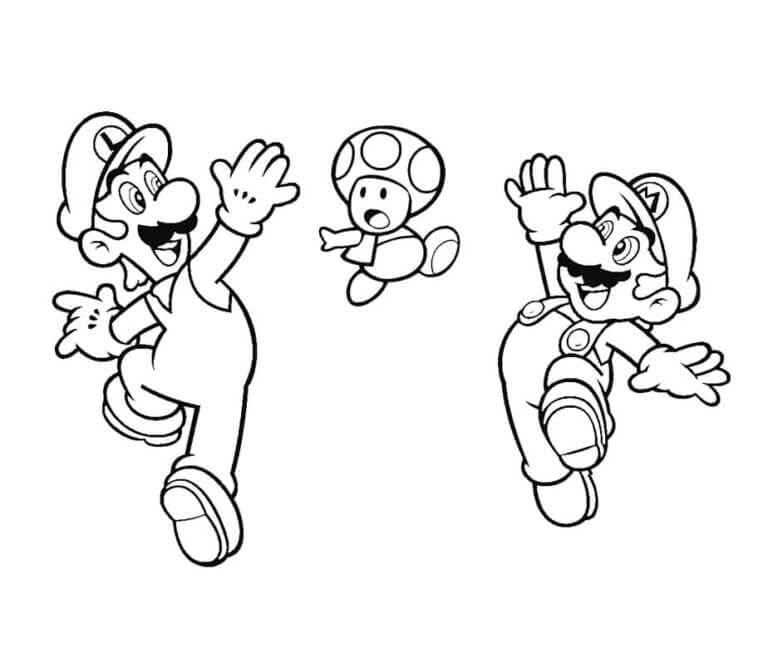 Coloriage Dessine parfaitement Mario et Luigi