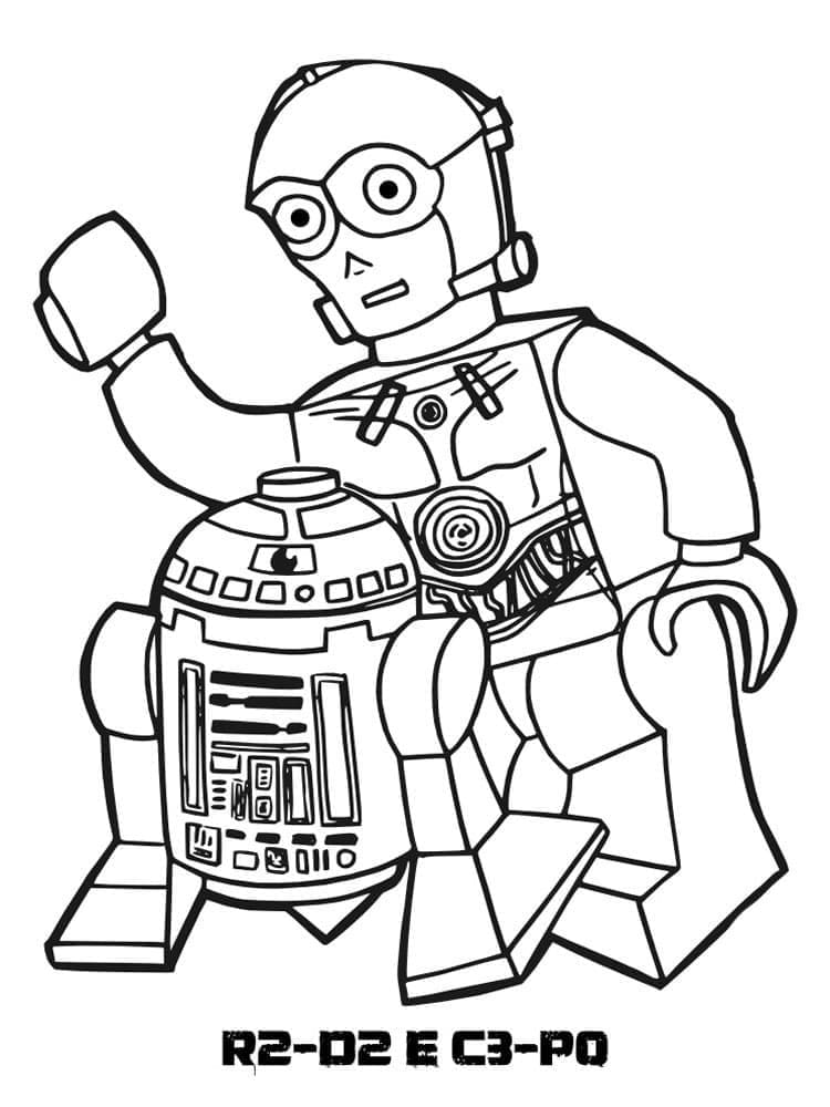 Coloriage Dessine R2-D2 et C-3PO en Lego Star Wars