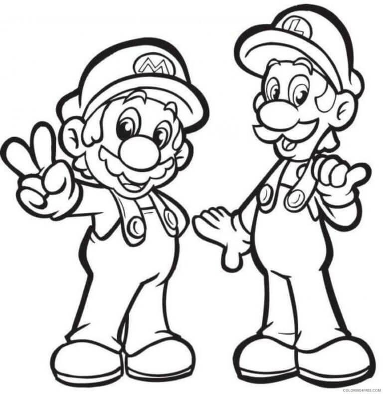 Coloriage Dessine un bon Mario et Luigi