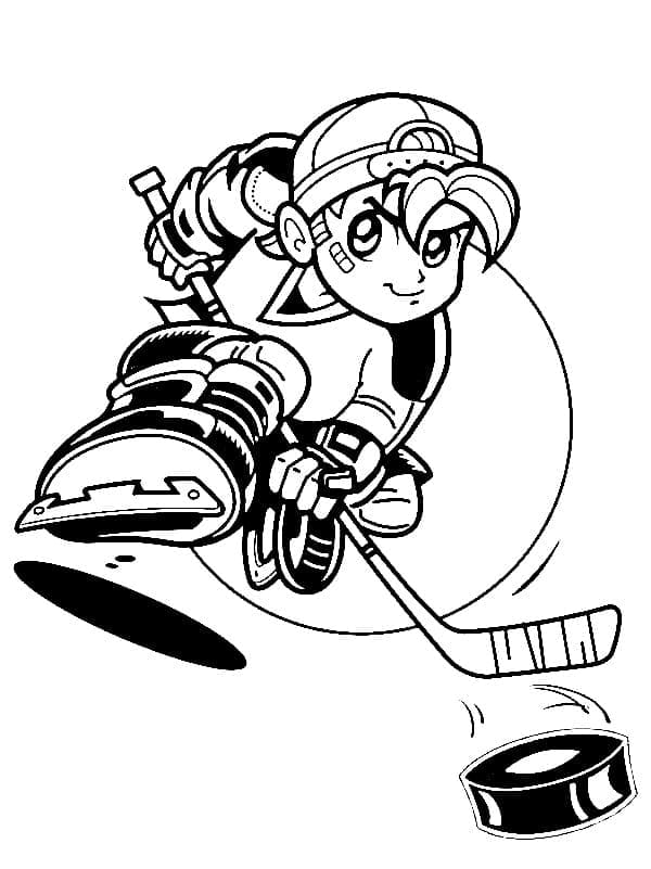 Coloriage Dessine un garçon qui joue au hockey