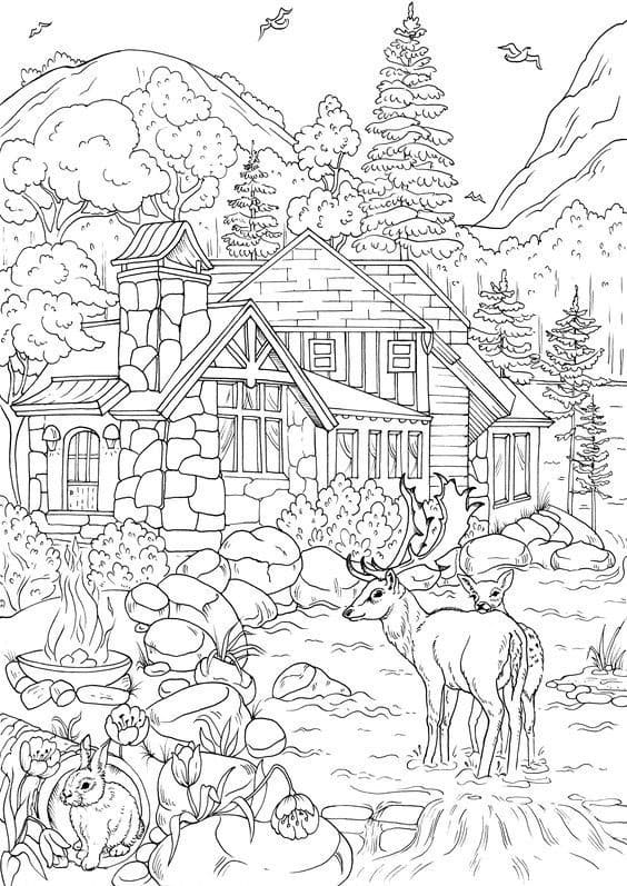 Coloriage Dessiner Adulte Paysage 12