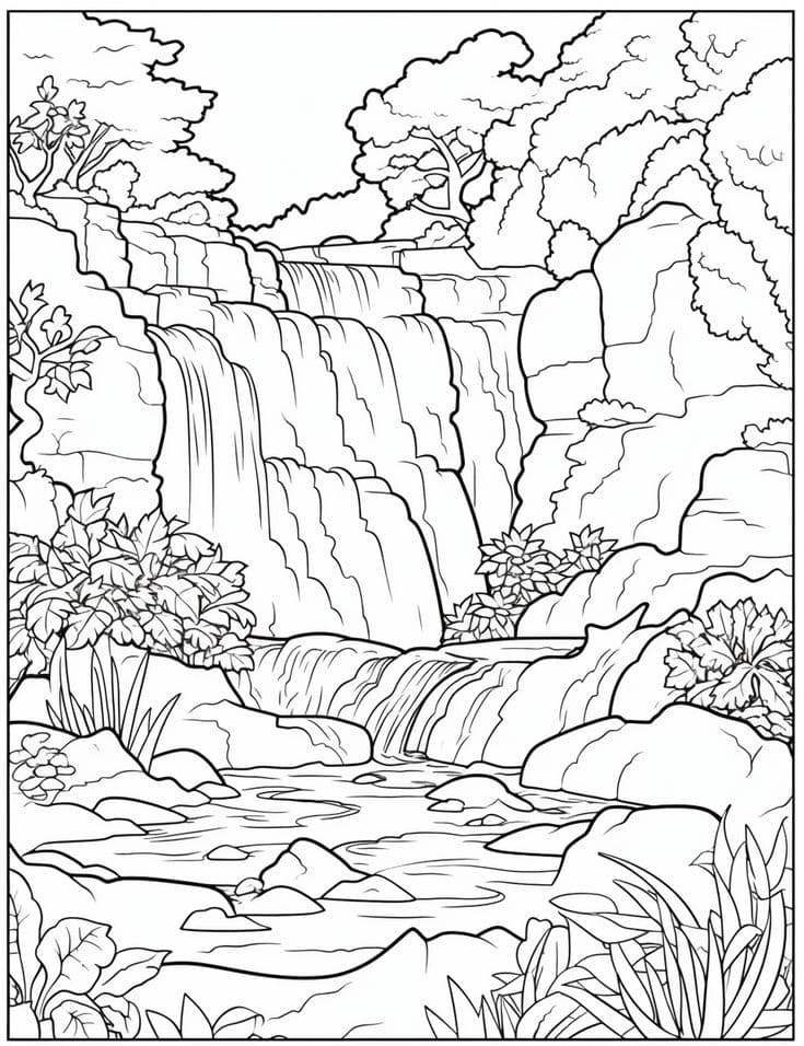 Coloriage Adulte Paysage à imprimer