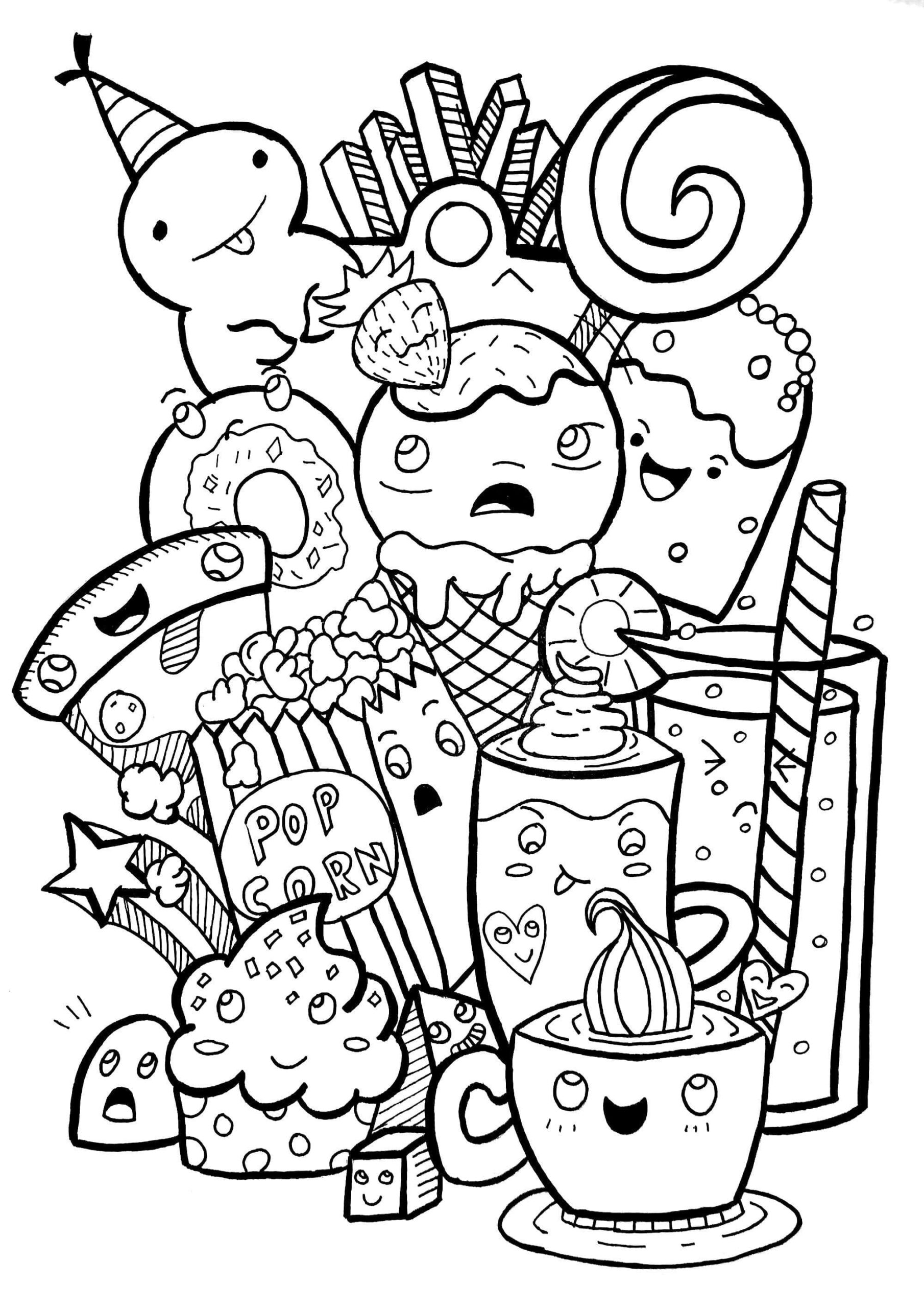 Coloriage Dessiner Aliments Kawaii Doodle Art