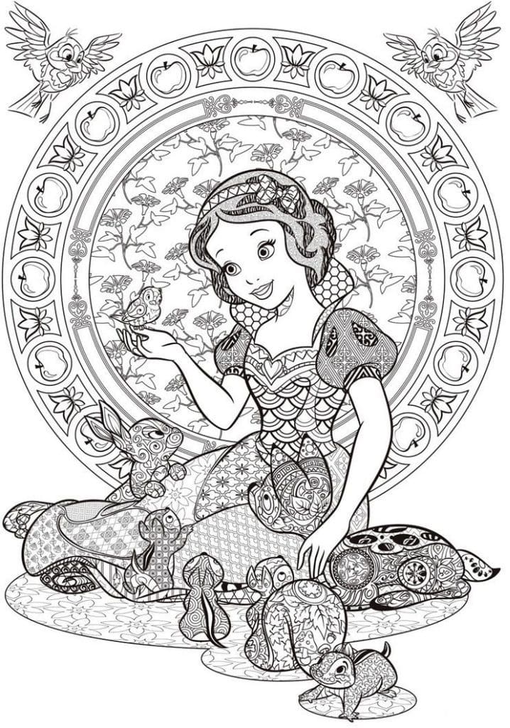 Coloriage Dessiner Blanche-Neige Mandala Disney