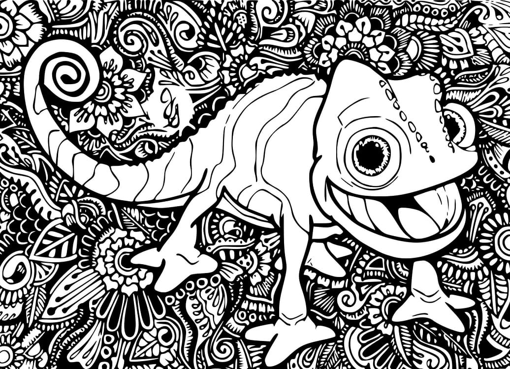 Coloriage Dessiner Caméléon Raiponce Mandala Disney