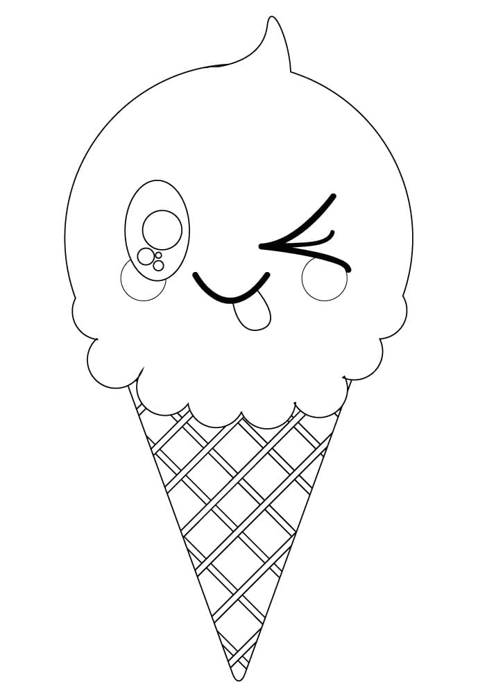 Coloriage Dessiner Cornet de Glace Kawaii