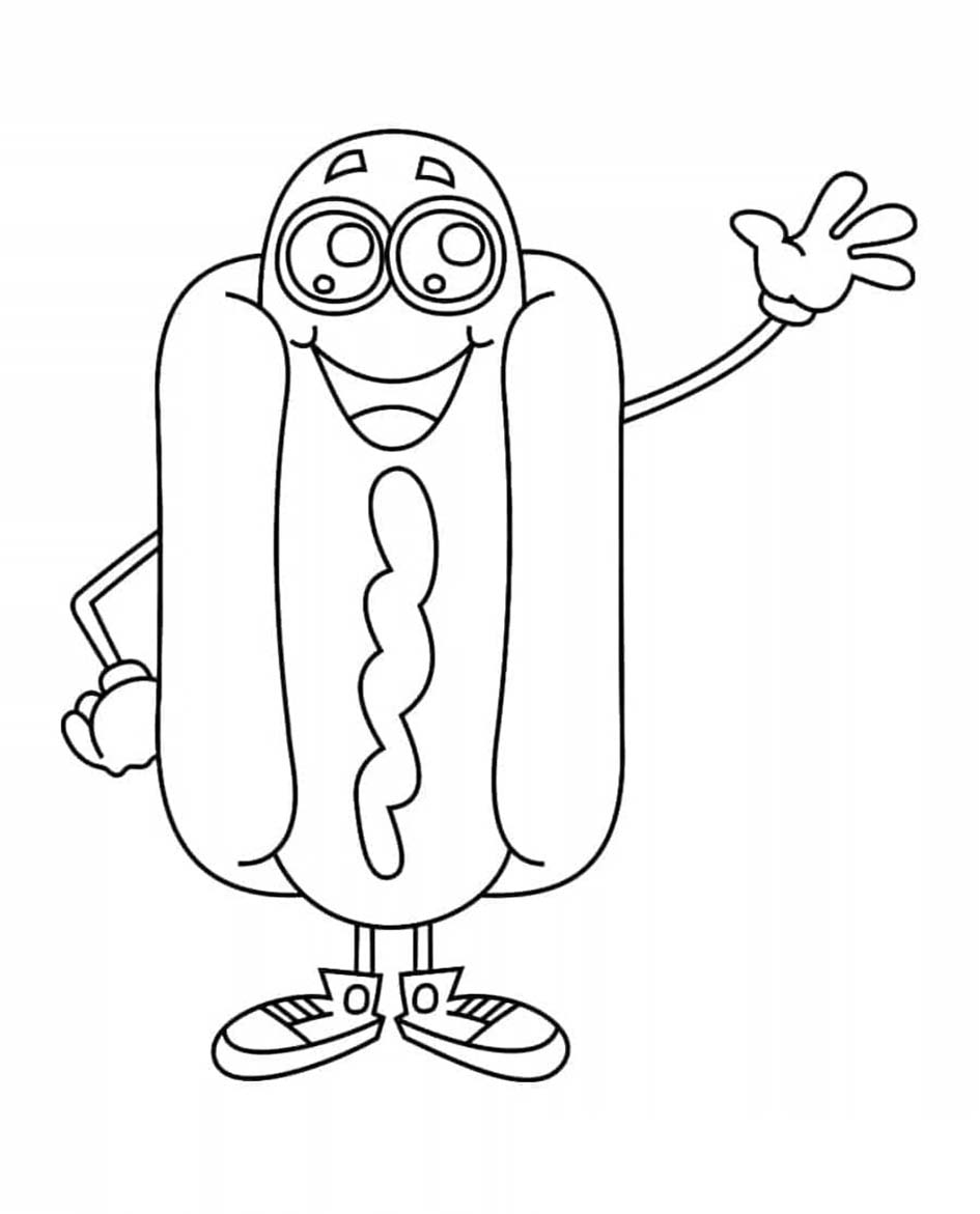 Coloriage Dessiner Hot-dog Kawaii