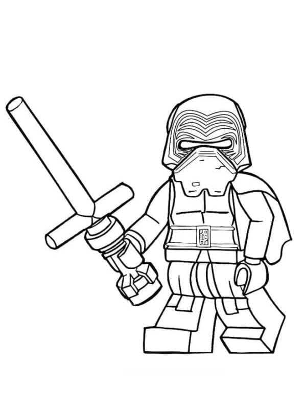 Coloriage Dessiner Kylo Ren en Lego Star Wars gratuitement