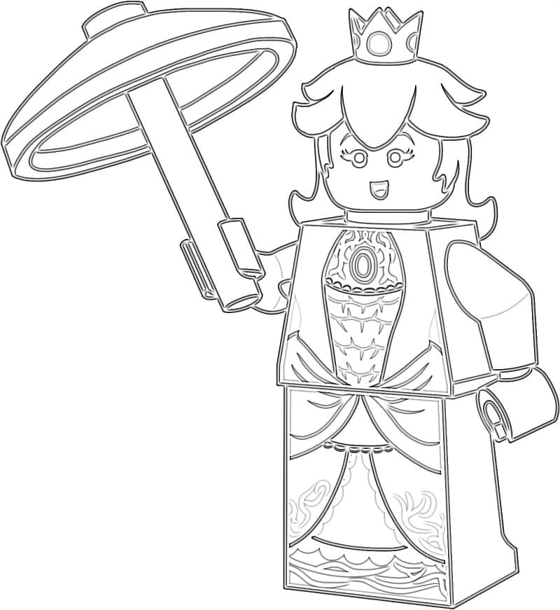 Coloriage Dessiner la princesse Peach en Lego Mario