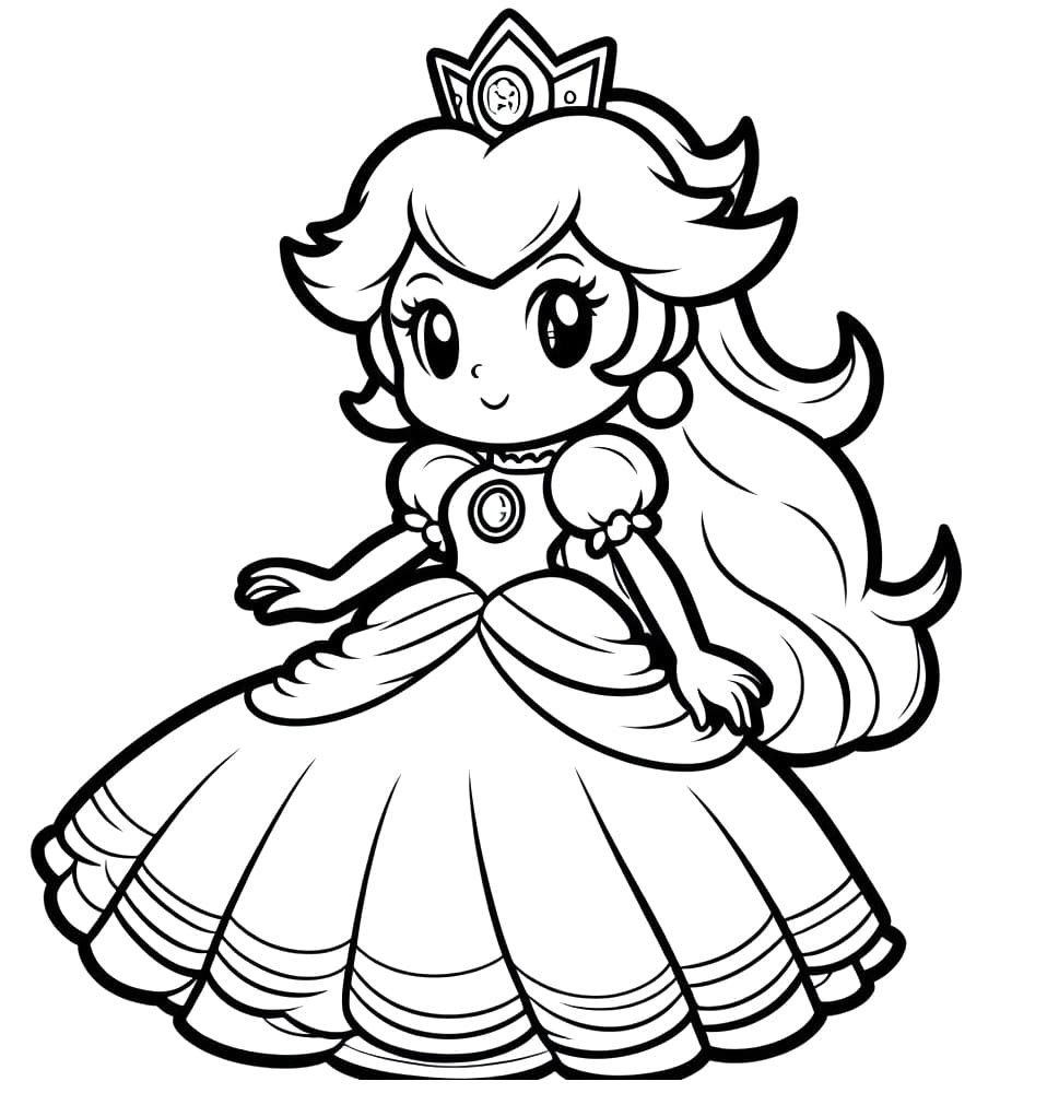 Coloriage Dessiner la princesse Peach kawaii