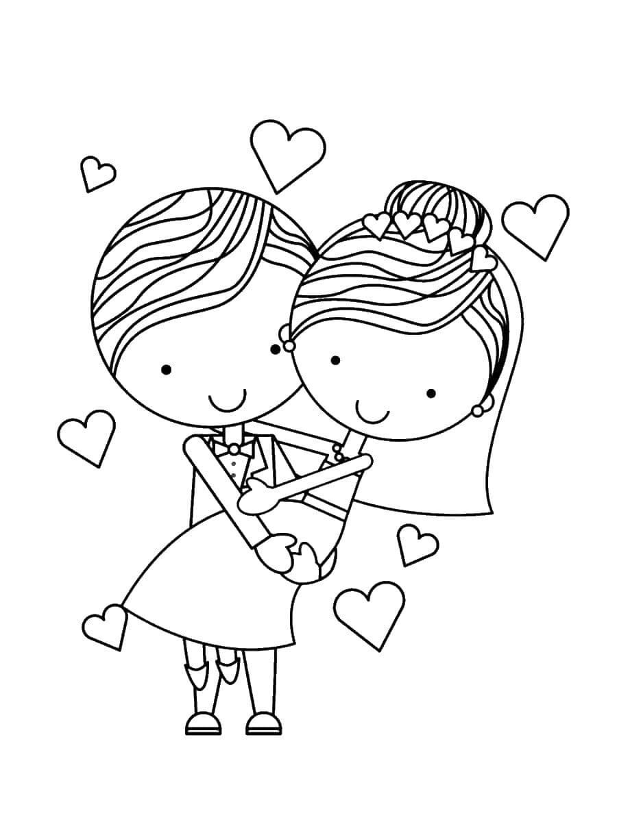 Coloriage Dessiner le mariage de base