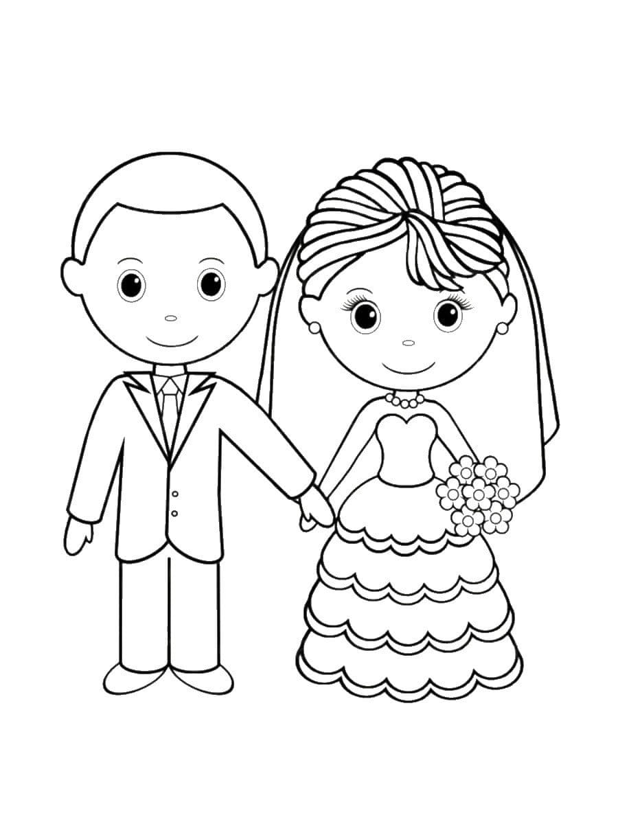 Coloriage Dessiner le mariage simplement