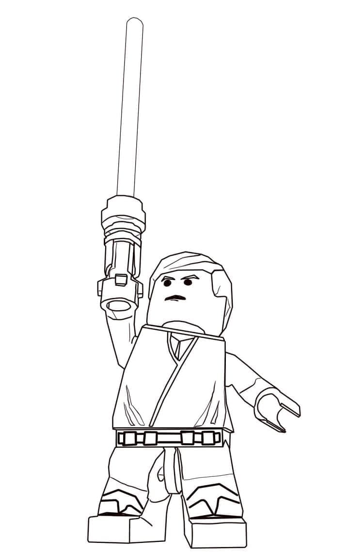 Coloriage Dessiner Lego Star Wars Luke Skywalker gratuitement