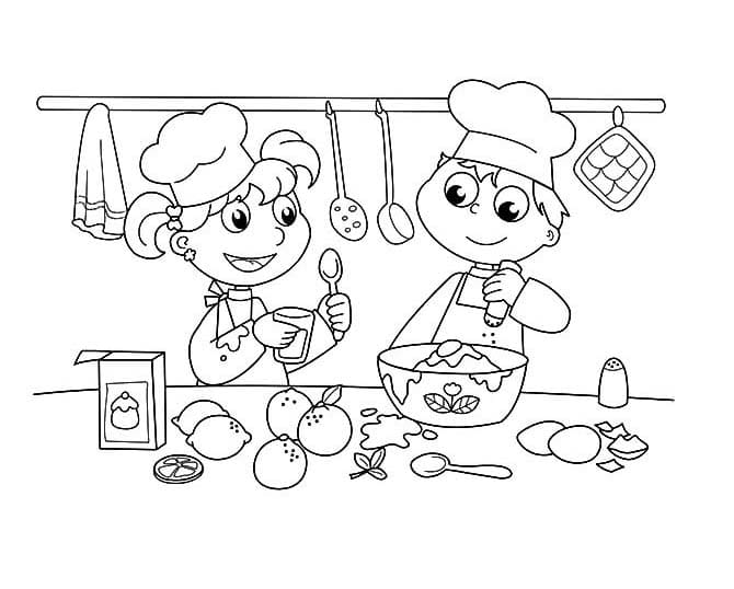 Coloriage Dessiner Les enfants Cuisinier