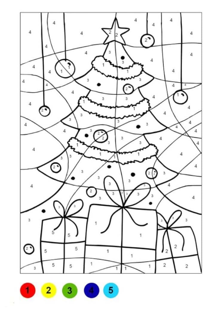 Coloriage Dessiner Magique Sapin de Noël