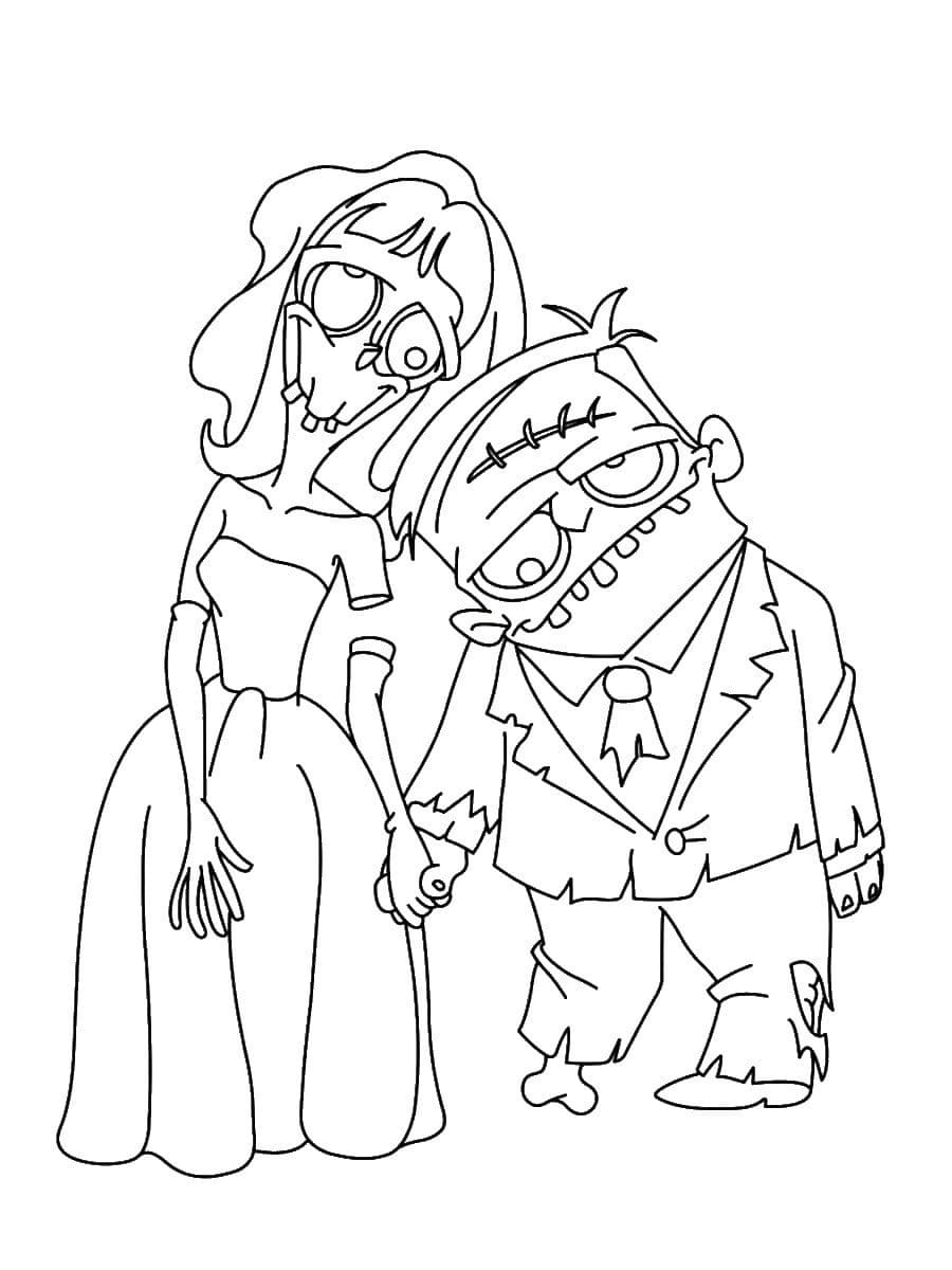 Coloriage Dessiner mariage de monstre