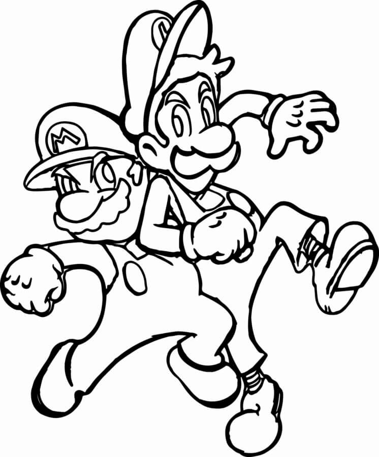 Coloriage Dessiner Mario et Luigi en train de se battre