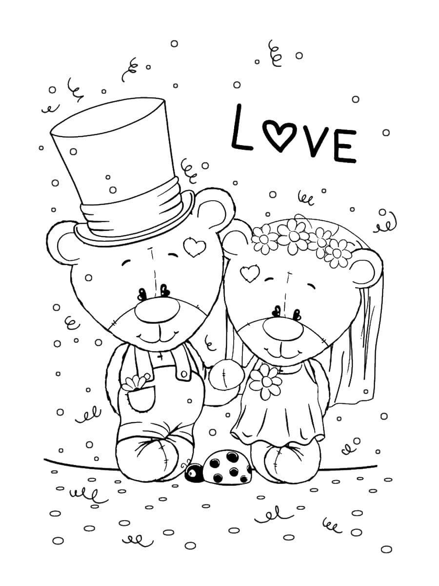 Coloriage Dessiner ours peluche pour le mariage