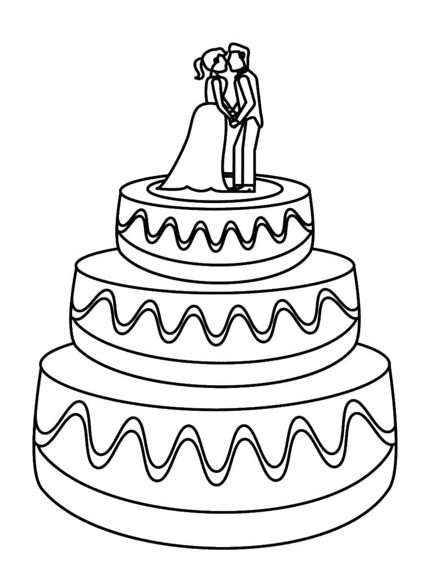 Coloriage Dessiner un gâteau de mariage gratuit