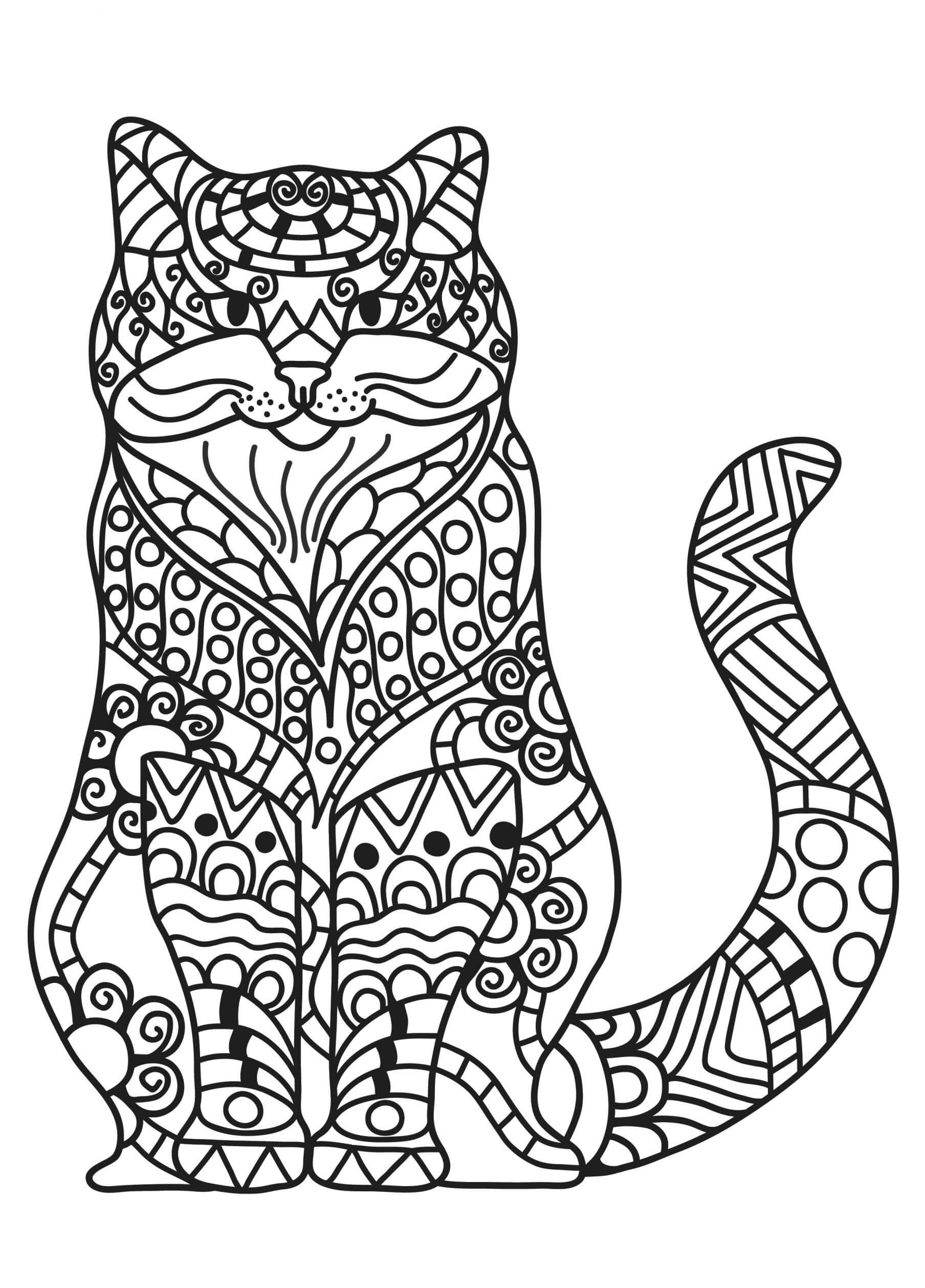 Coloriage Dessiner un grand mandala de chat