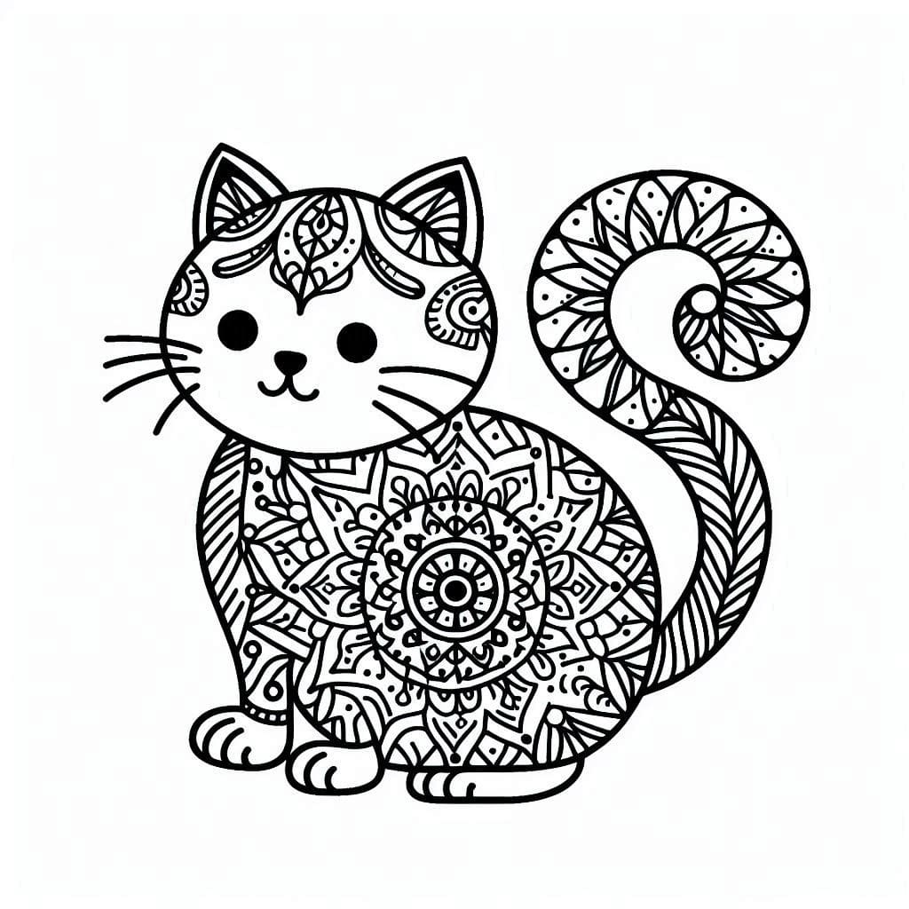 Coloriage Dessiner un mandala de chat