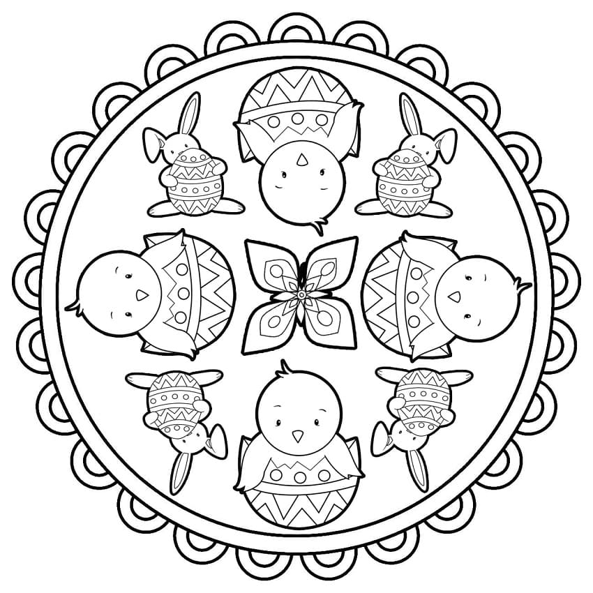 Coloriage Dessiner un mandala de Pâques gratuit