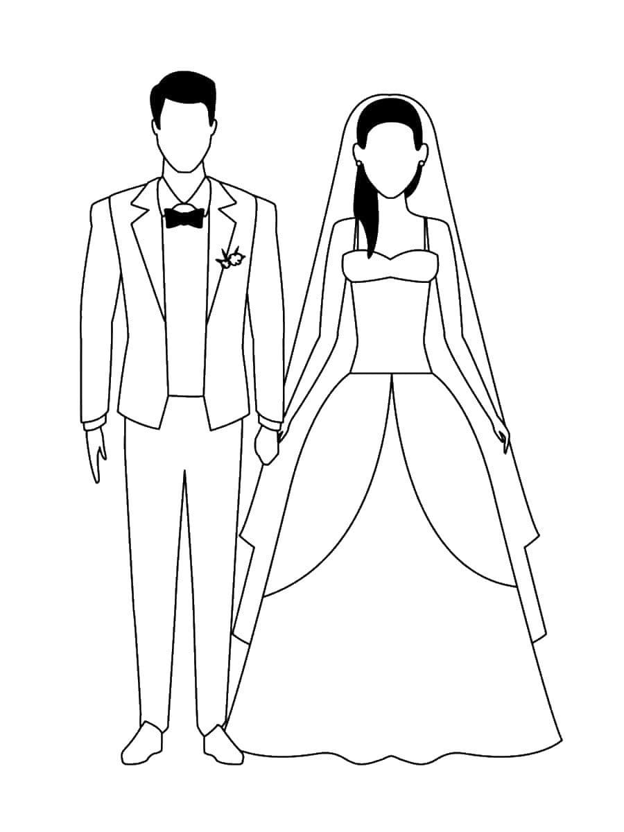 Coloriage Dessiner un mariage basique et facile