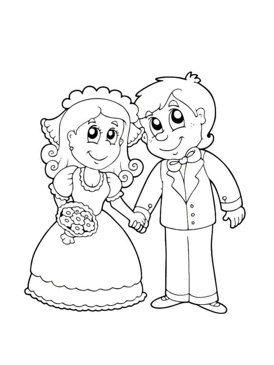 Coloriage Dessiner un mariage facilement